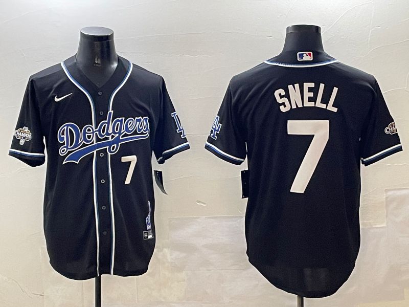 Men Los Angeles Dodgers #7 Snell Black Fashion Game 2025 Nike MLB Jersey style 3068